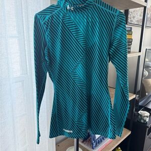 Under Armour Coldgear Mock Turtleneck teal and black medium